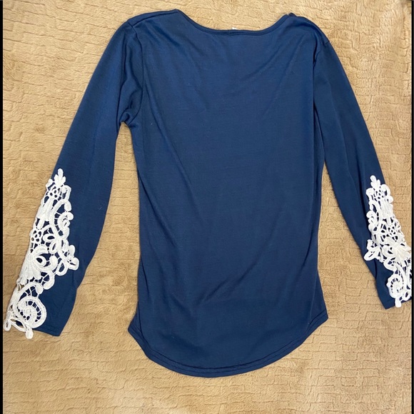 Long Sleeve Top with Crochet Detail at Wrists - Picture 2 of 2